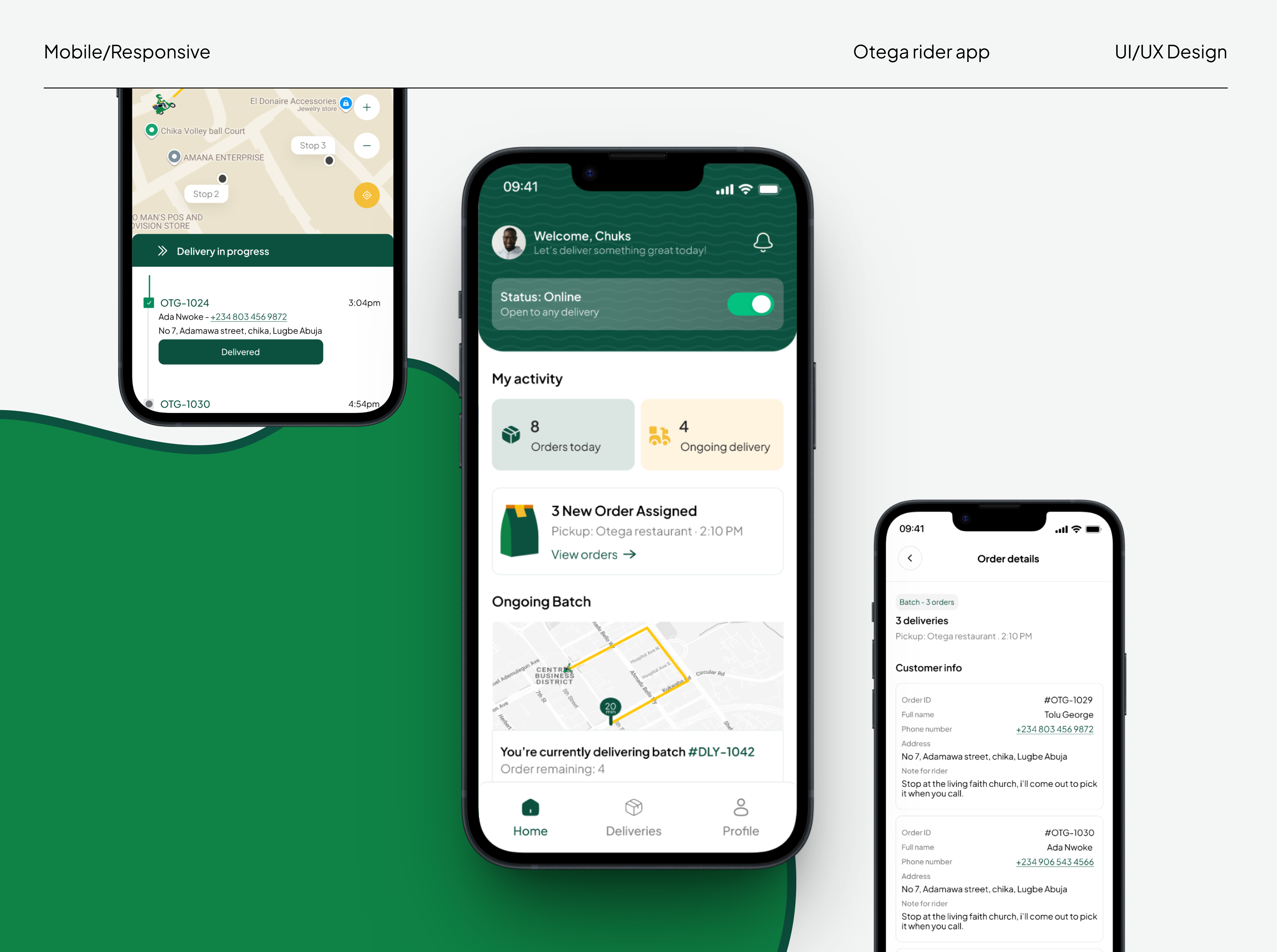 Otega rider's app design