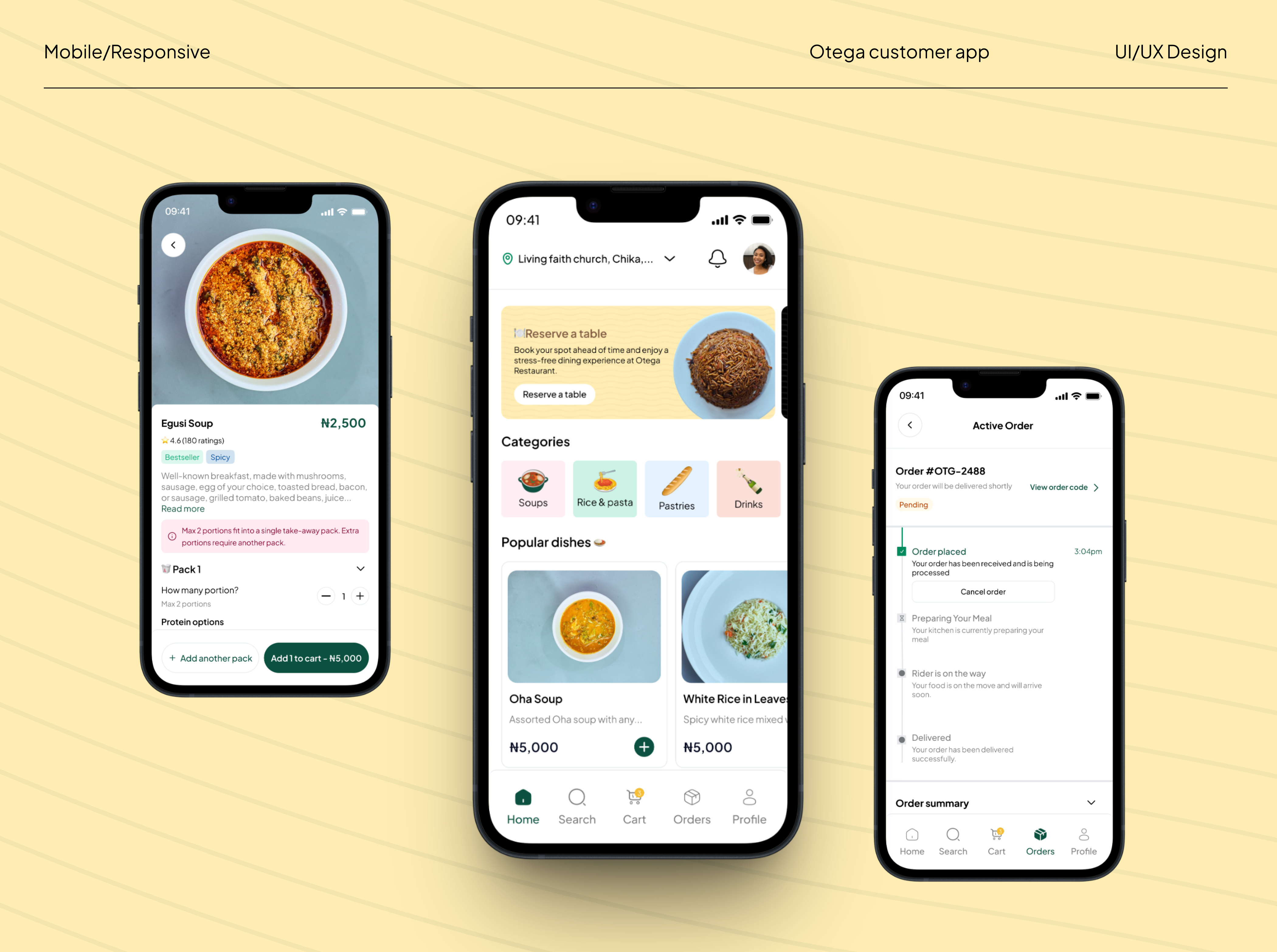 Otega customer app design